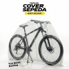 Cover motor transparan merk Topcar anti hujan dengan tali serut keliling terpasang di Sepeda Polygon, united bike, pacific bike, win cycle, element bike, thrill bicycle, genie, exotic, alton, avant
