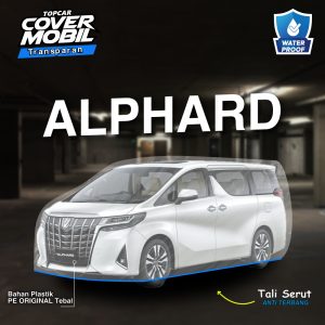 Cover mobil transparan premium merek Topcar melindungi mobil di dalam garasi toyota alphard
