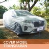 Detail ketebalan material PE plastik premium pada sarung mobil transparan Topcar