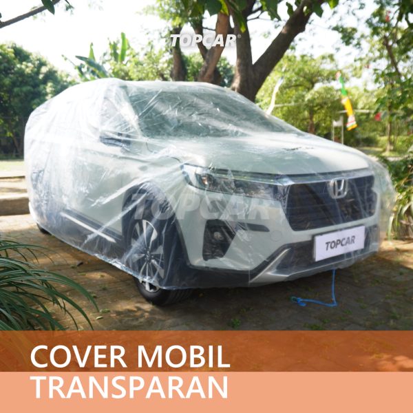 Detail ketebalan material PE plastik premium pada sarung mobil transparan Topcar